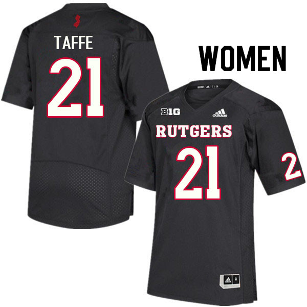 Women #21 Adrian Taffe Rutgers Scarlet Knights College Football Jerseys Sale-Black - Click Image to Close